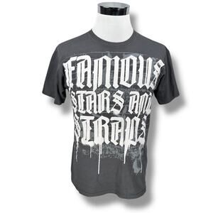 Famous Stars & Straps T-Shirt Men’s Medium Gray Cotton Short Sleeve Pullover